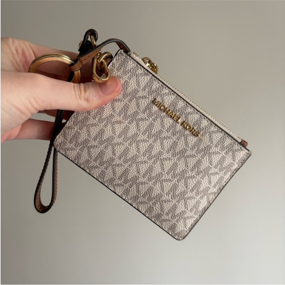 Michael Kors Monogram Beige Wristlet